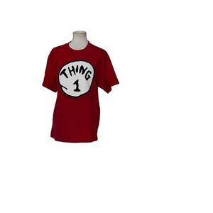 Dr. Seuss Universal Studios Thing 1 Red Cosplay Short Sleeve T-Shirt size M